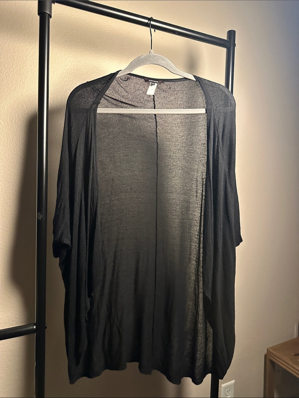 2016 Kerisma Black Sheer Open-Front Lightweight Cardigan